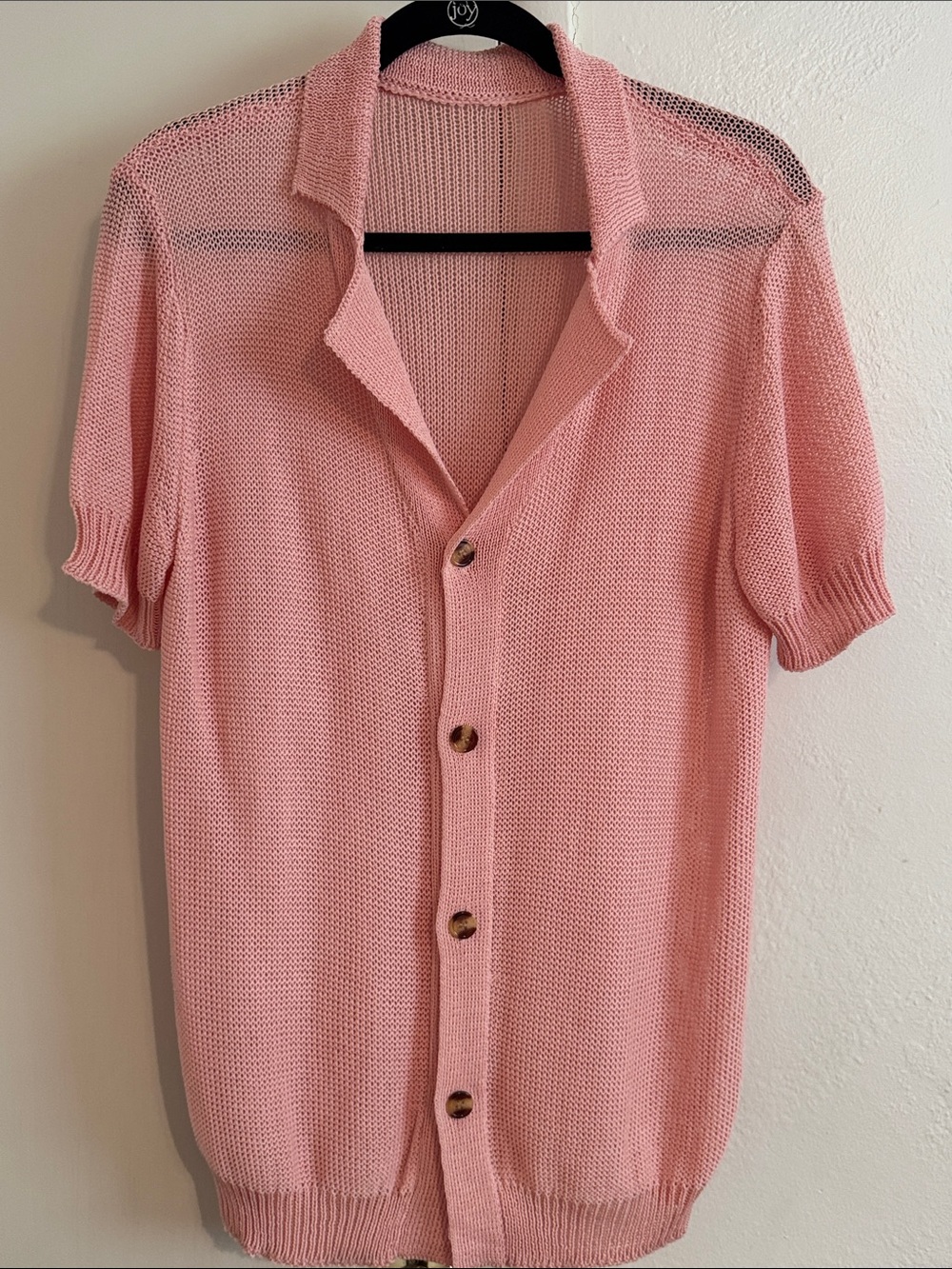 Pink Knit Button Front Cardigan